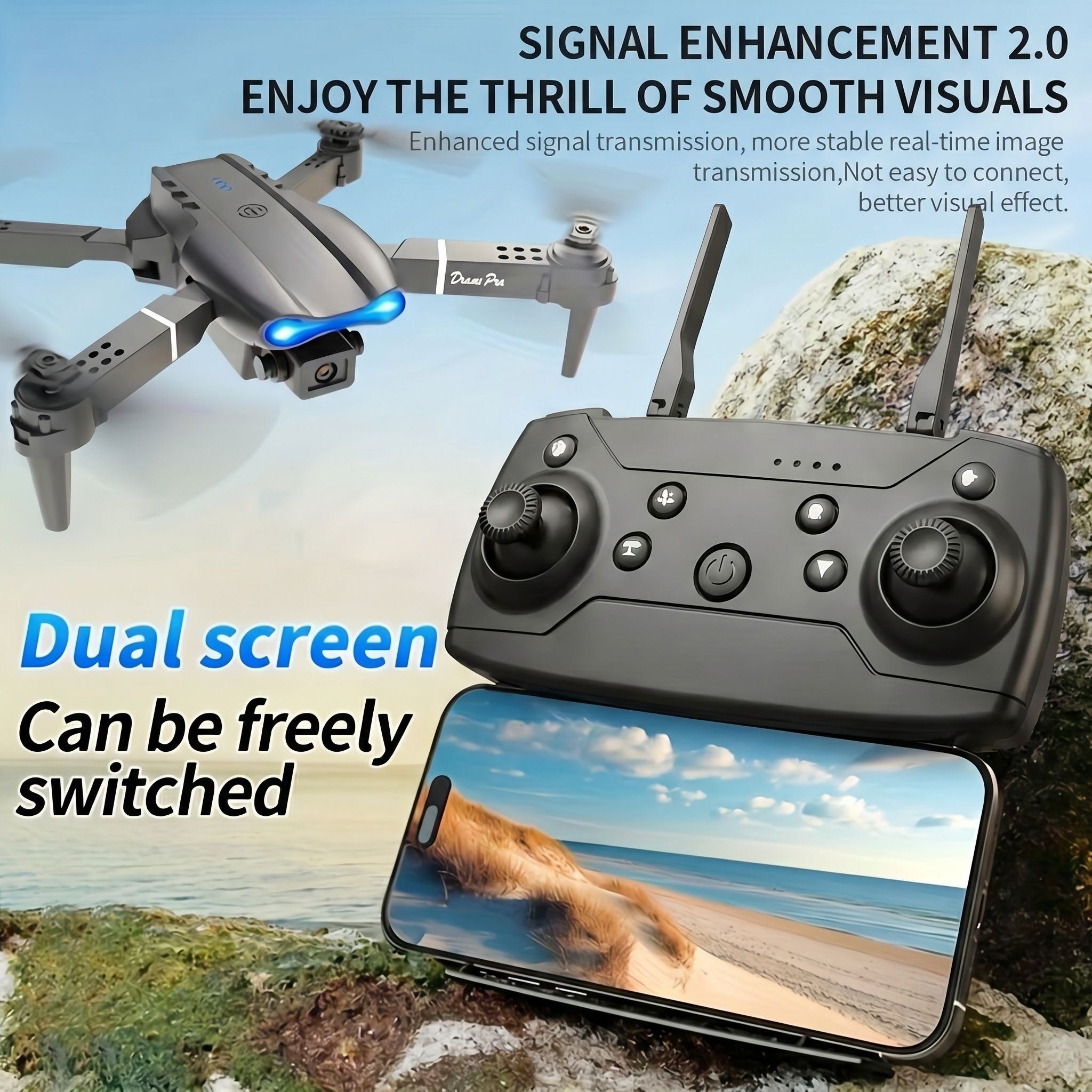โดรนพับได้รุ่น 2026 E88 PRO MA - Drone Controller Screen บทวิจารณ์และราคา